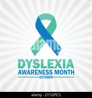 Dyslexia Awareness Month. October. Holiday concept. Template for background, banner, card, poster with text inscription. Vector illustration Stock Vector