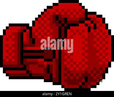 Boxing Glove Video Game Pixel Art Icon Stock Vector