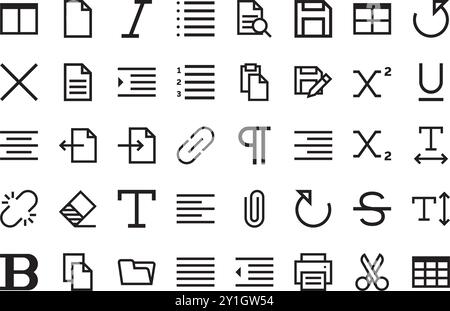 Text editor collection icons High-Quality Vector Icons Collection with Editable Stroke. Ideal for Professional and Creative Projects. Stock Vector