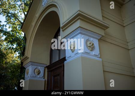 Carvings of skulls at the entrance to the infamous Skull Tower in the Serbian city of Nis. The Skull Tower - Cele Kula - dates back to 1809. Stock Photo