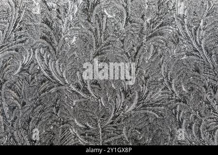 Frost Pattern on Glass; Winter; UK Stock Photo