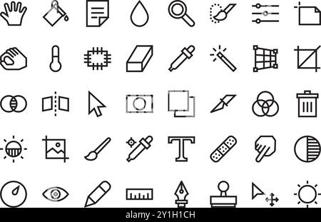 Photo editing tools icons pack High-Quality Vector Icons Collection with Editable Stroke. Ideal for Professional and Creative Projects. Stock Vector