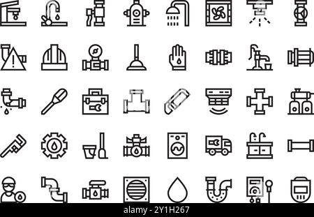 Plumber icons pack High-Quality Vector Icons Collection with Editable Stroke. Ideal for Professional and Creative Projects. Stock Vector