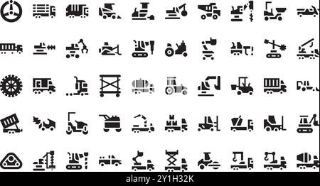 Construction vehicles icons High-Quality Vector Icons Collection with Editable Stroke. Ideal for Professional and Creative Projects. Stock Vector