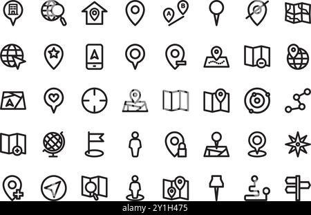 Maps and location linear icons High-Quality Vector Icons Collection with Editable Stroke. Ideal for Professional and Creative Projects. Stock Vector