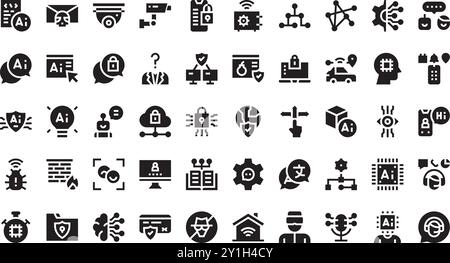 Cyber security and artificial intelligence icons High-Quality Vector Icons Collection with Editable Stroke. Ideal for Professional and Creative Projec Stock Vector