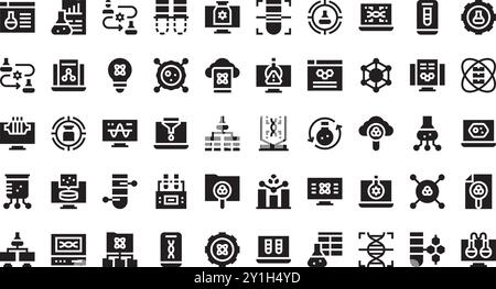 Collection of DNA testing and research icons in flat style. Genome ...