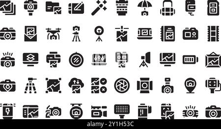 Photography icons High-Quality Vector Icons Collection with Editable Stroke. Ideal for Professional and Creative Projects. Stock Vector