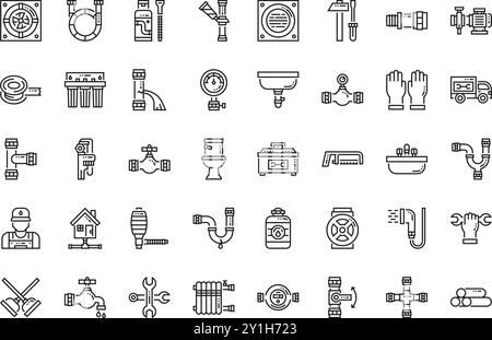 Plumber icons set High-Quality Vector Icons Collection with Editable Stroke. Ideal for Professional and Creative Projects. Stock Vector