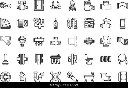 Plumber icons High-Quality Vector Icons Collection with Editable Stroke. Ideal for Professional and Creative Projects. Stock Vector