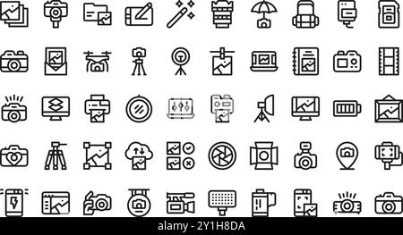 Photography icons pack High-Quality Vector Icons Collection with Editable Stroke. Ideal for Professional and Creative Projects. Stock Vector