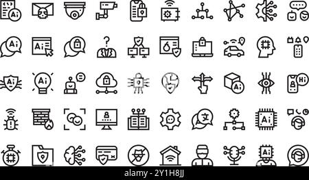 Cyber security and artificial intelligence icons High-Quality Vector Icons Collection with Editable Stroke. Ideal for Professional and Creative Projec Stock Vector