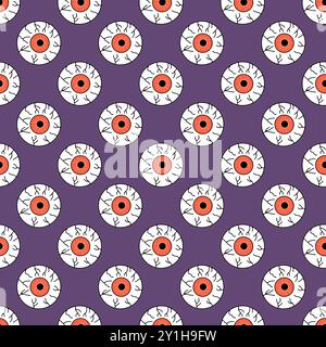 Seamless pattern with hand drawn Halloween eyeballs Stock Vector