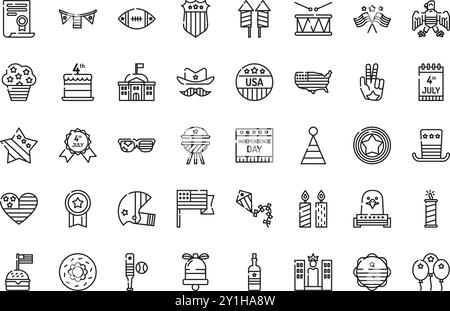 Th of july icons High-Quality Vector Icons Collection with Editable Stroke. Ideal for Professional and Creative Projects. Stock Vector