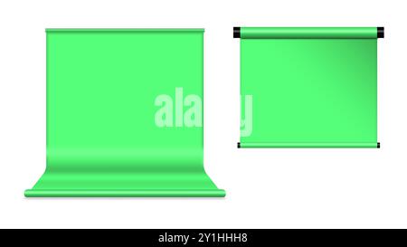 Green chromakey background. Front view, vector illustration. Stock Vector