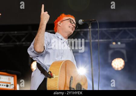 Fran Healy of Travis performs to the crowds at BBC Radio 2 in the Park 2024. Credit: Craig Hawkhead/Alamy Live News Stock Photo