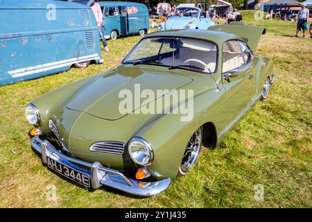 Volkswagen VW Karmann Ghia Green Cream White Vintage Retro On Show