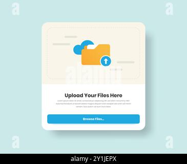 Professional file drag and drop ui design with minimalist cloud folder illustration Stock Vector