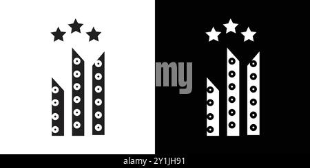 3 star Hotel icon simple flat vector symbol outline collection set logo Stock Vector