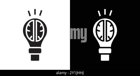 Brain idea icon simple flat vector symbol outline collection set logo Stock Vector
