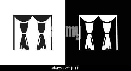 curtains icon simple flat vector symbol outline collection set logo Stock Vector