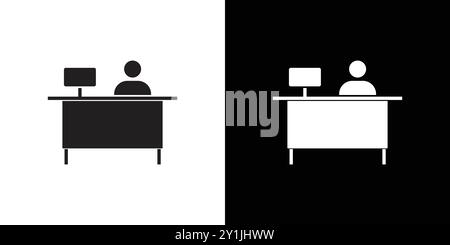 desk icon simple flat vector symbol outline collection set logo Stock Vector