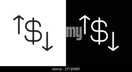 Dollar sign up and down arrow icon simple flat vector symbol outline collection set logo Stock Vector