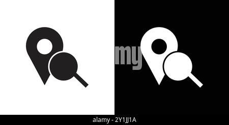 Location search icon simple flat vector symbol outline collection set logo Stock Vector