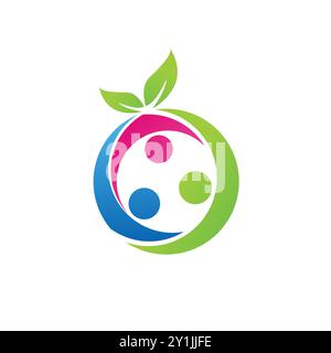family health concept logo, nutrition fruit logo symbol icon vector design elements illustration Stock Vector