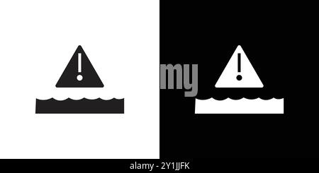 warning deep water icon simple flat vector symbol outline collection set logo Stock Vector