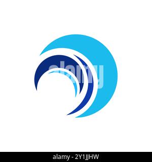 circle wave logo, abstract elements blue water waves sphere symbol icon vector design illustration Stock Vector