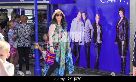 Barry Island, Wales, Aug 30 2024: The announcement of a Christmas special and finale of the Gavin and Stacey series renews interest from fans Stock Photo