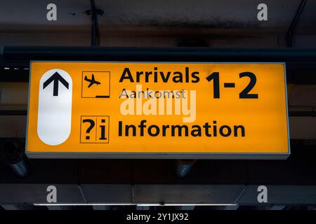 Direction Sign Before The Gates At Schiphol Airport The Netherlands 29-8-2024 Stock Photo