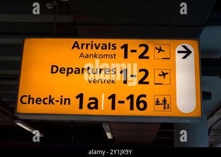 Direction Sign Before The Gates At Schiphol Airport The Netherlands 29-8-2024 Stock Photo