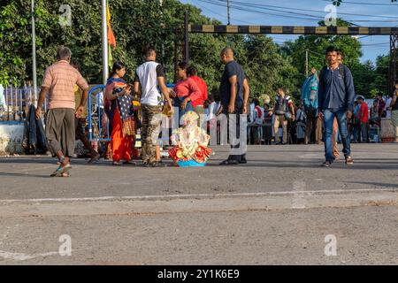 Ganapati Immersion at kolkata babughat west bengal india Stock Photo