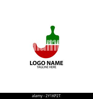 chili brush logo design vector Stock Vector