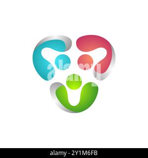 global modern team work logo people connection symbol icon vector design illustration Stock Vector
