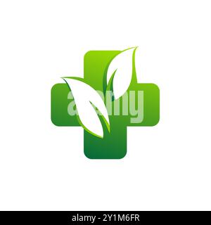 herbal medicine pharmacy health logo, medical plus icon symbol vector design illustration Stock Vector