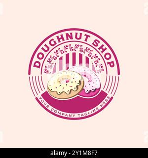 Doughnut Logo Vector Template Illustration Design, Doughnut Badge Logo for Doughnut shop Stock Vector