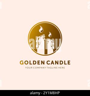 Golden Luxury Candle Logo Vector Template Illustration Design Stock Vector