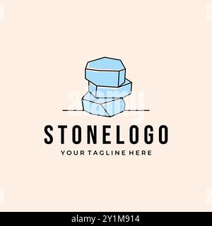 Stone Logo Line Art Minimalist Vector Illustration Template Design, Balance Stone Logo Design Stock Vector