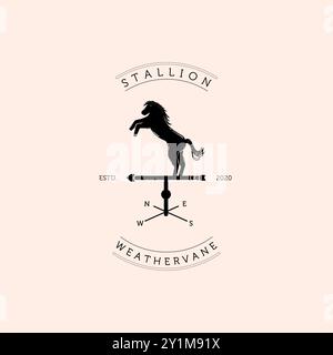Horse Wind vane or Weather vane Logo Vector Template Illustration Design, Horse Vintage Emblem Design Stock Vector
