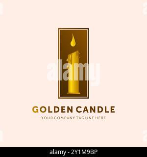 Golden Luxury Candle Logo Vector Template Illustration Design, candle badge logo design Stock Vector