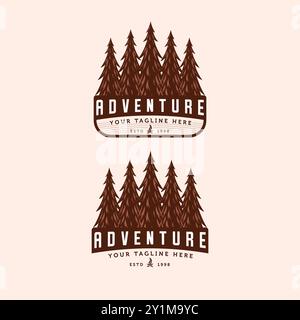 Set of Adventure Vintage Logo Vector Illustration Design. Hand Drawn Outdoor Logo Badge Template Design. Old Vintage Outdoor Adventure Logo Concept. Stock Vector