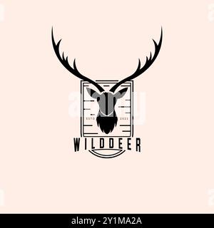 Deer Logo Illustration Template Design, Deer Emblem Vector Design Stock Vector