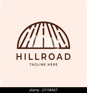 Abstract Line Art Outdoor Logo Vector Illustration Design. Highway Monoline Illustration Template Design. Road Hill Illustration Emblem Design. Stock Vector