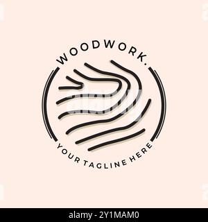 Wood Work Vector Illustration Logo Design. Wood Logo Sign for Wood Master, Sawmill and Carpentry Service. Stock Vector