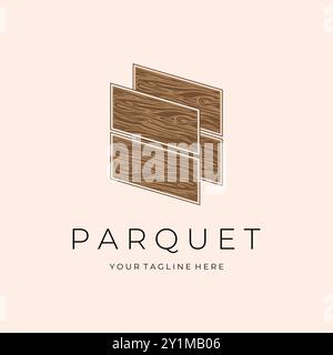Wood Parquet Floor Vector Illustration Logo Design Stock Vector