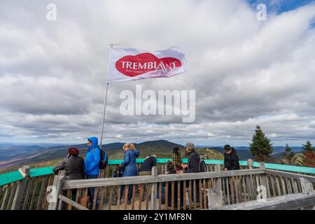 Mont-Tremblant, Quebec, Canada - October 1 2021 : Mont Tremblant Ski Resort Observation Tower on the top of the Mont Tremblant. Stock Photo