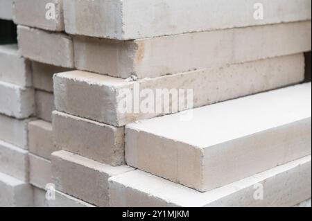 Stacked of lightweight construction bricks Stock Photo